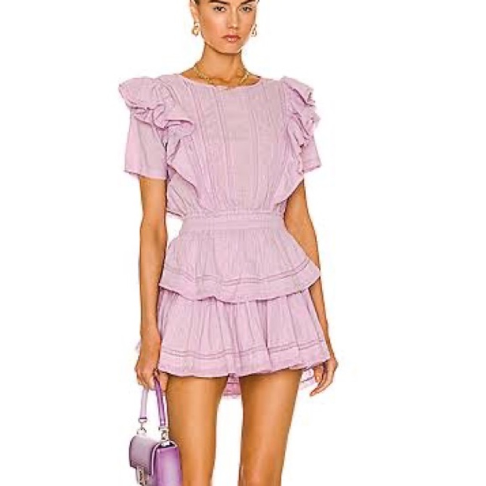 LoveShackFancy Natasha Mini Dress in Purple